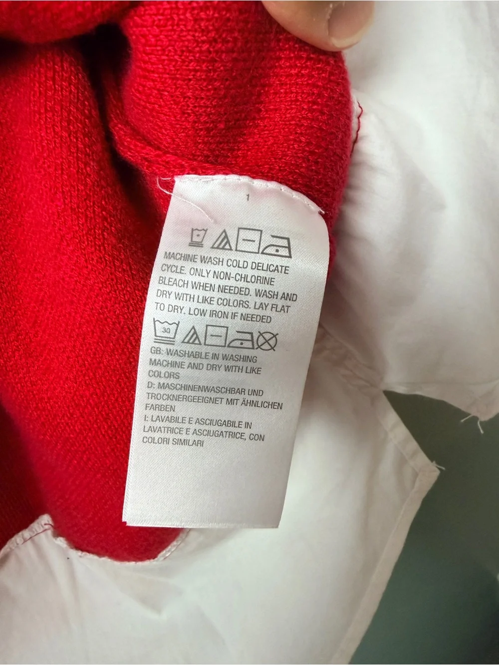 Isaac Mizrahi Bright Red Mock Neck Fair Isle Sweater Layered White Button Down